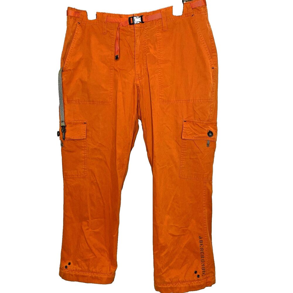 Abercrombie & Fitch Capri Cargo Pants Womens 8 Orange Utility Outdoor Hiking Y2K